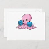 Octopus als bokser met boks handschoenen briefkaart (Voorkant / Achterkant)