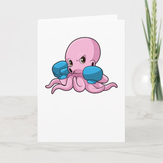 Octopus als bokser met boks handschoenen kaart (Voorkant)