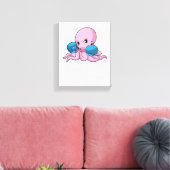 Octopus als Boxer met Boxing-handschoenen Canvas Afdruk (Insitu (Woonkamer))