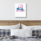 Octopus als Boxer met Boxing-handschoenen Canvas Afdruk (Insitu (Slaapkamer))