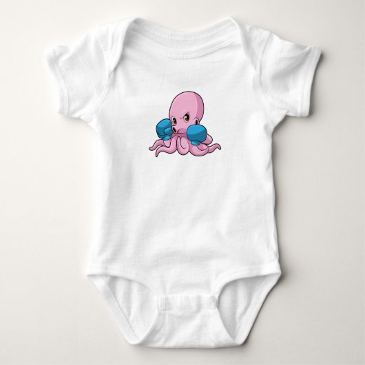 Octopus als Boxer met Boxing-handschoenen Romper (Voorkant)