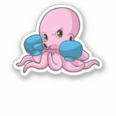 Octopus als Boxer met Boxing-handschoenen Sticker (Voorkant)