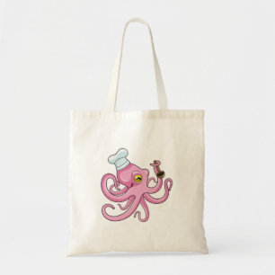 Octopus als Cook met Wooden lepel Tote Bag