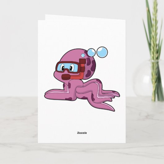 Octopus als duiker met Snorkel Kaart (Achterkant)