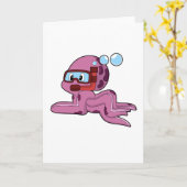 Octopus als duiker met Snorkel Kaart (Gele Bloem)