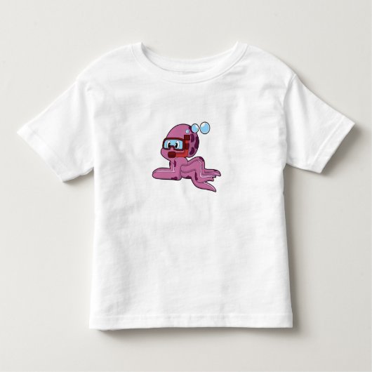 Octopus als duiker met Snorkel Kinder Shirts (Voorkant)