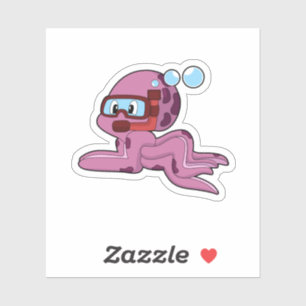 Octopus als duiker met Snorkel Sticker