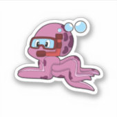 Octopus als duiker met Snorkel Sticker (Voorkant)