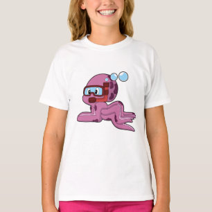 Octopus als duiker met Snorkel T-shirt