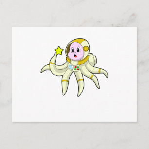 Octopus als duiker met ster briefkaart