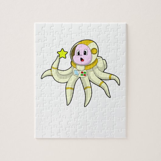 Octopus als duiker met ster legpuzzel (Verticaal)