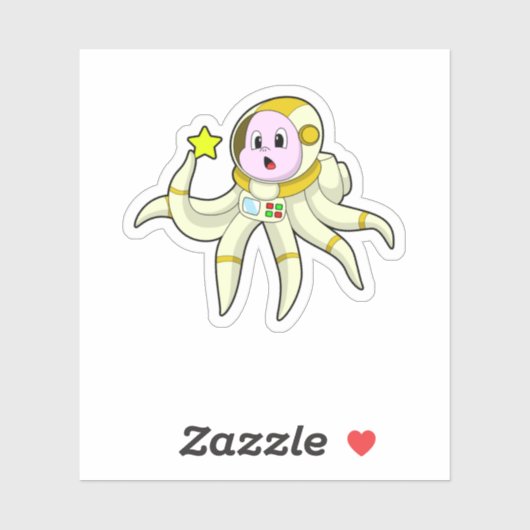 Octopus als duiker met ster sticker (Vel)