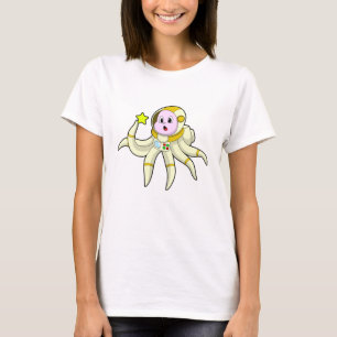 Octopus als duiker met ster t-shirt