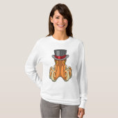 Octopus als Gentleman met bovenste hoed T-shirt (Voorkant volledig)