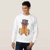 Octopus als Gentleman met bovenste hoed Trui (Voorkant volledig)