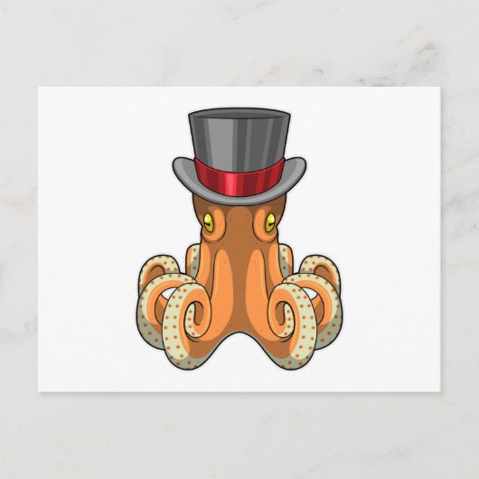 Octopus als heer met hoed briefkaart (Voorkant)