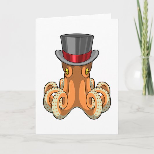 Octopus als heer met hoed kaart (Voorkant)
