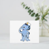 Octopus als kapitein met pet briefkaart (Staand voorkant)