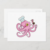 Octopus als kok met houten lepel briefkaart (Voorkant / Achterkant)