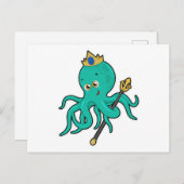 Octopus als Koning met Drietand Briefkaart (Voorkant / Achterkant)