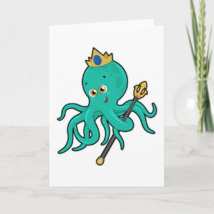 Octopus als Koning met Drietand Kaart