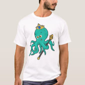 Octopus als Koning met Trident T-shirt (Voorkant)