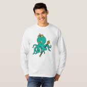 Octopus als Koning met Trident T-shirt (Voorkant volledig)