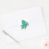 Octopus als Koning met Trident Vierkante Sticker (Envelop)