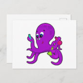 Octopus als leraar met laboratoriumapparatuur briefkaart (Voorkant / Achterkant)
