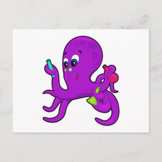 Octopus als leraar met laboratoriumapparatuur briefkaart (Voorkant)