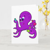 Octopus als leraar met laboratoriumapparatuur kaart (Gele Bloem)