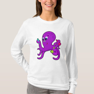 Octopus als leraar met laboratoriumuitrusting t-shirt