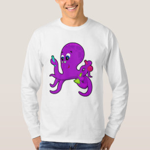 Octopus als leraar met laboratoriumuitrusting t-shirt