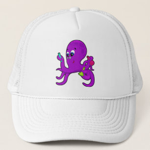 Octopus als leraar met laboratoriumuitrusting trucker pet