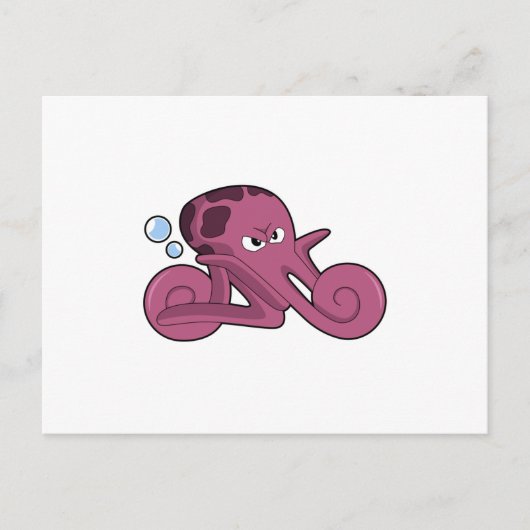 Octopus als motorfiets briefkaart (Voorkant)