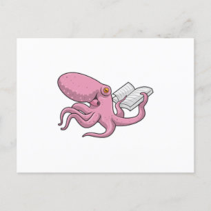 Octopus als Nerd met Boek Briefkaart