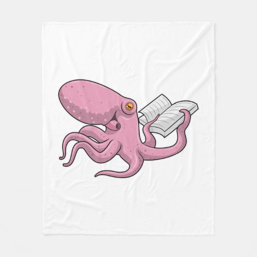 Octopus als Nerd met Boek Fleece Deken (Voorkant)