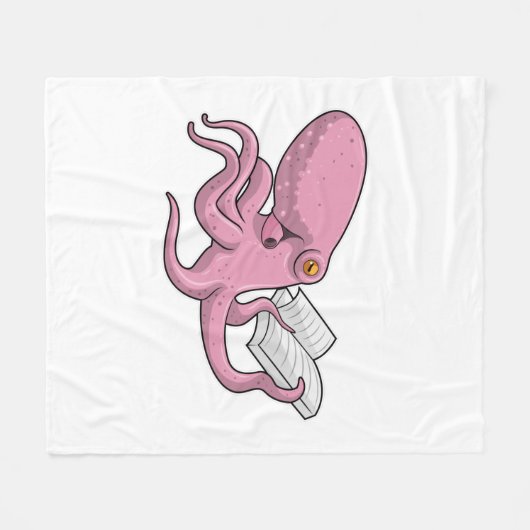 Octopus als Nerd met Boek Fleece Deken (Voorkant (Horizontaal))