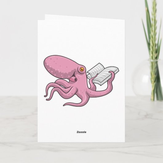 Octopus als Nerd met Boek Kaart (Achterkant)