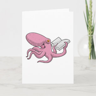 Octopus als Nerd met Boek Kaart