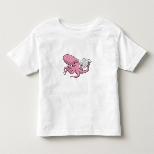 Octopus als Nerd met Boek Kinder Shirts (Voorkant)