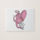 Octopus als Nerd met Boek Legpuzzel (Horizontaal)