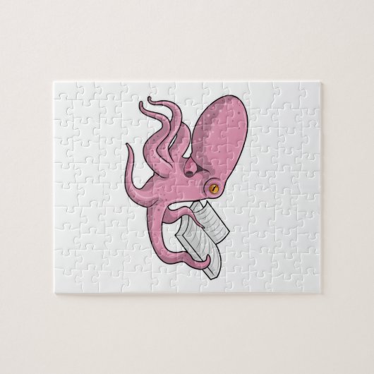 Octopus als Nerd met Boek Legpuzzel (Horizontaal)