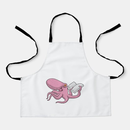 Octopus als Nerd met Boek Schort (Voorkant)