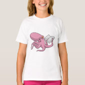 Octopus als Nerd met Boek T-shirt (Voorkant)