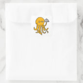 Octopus als Ober met handdoek Vierkante Sticker (Tas)