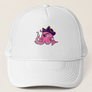 Octopus als piraat met hand trucker pet