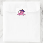 Octopus als piraat met hand vierkante sticker (Tas)