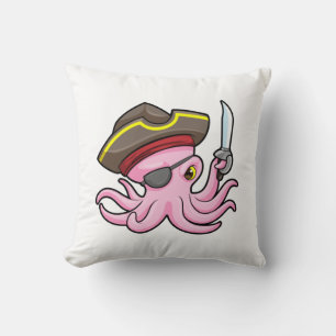 Octopus als Piraat met Saber & Eye patch Kussen