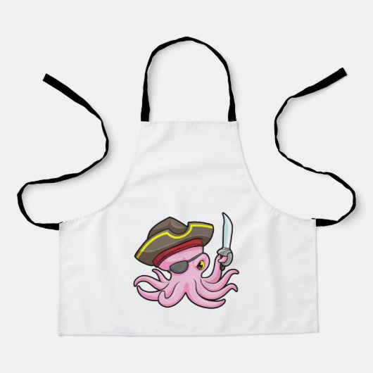 Octopus als Piraat met Saber & Eye patch Schort (Voorkant)